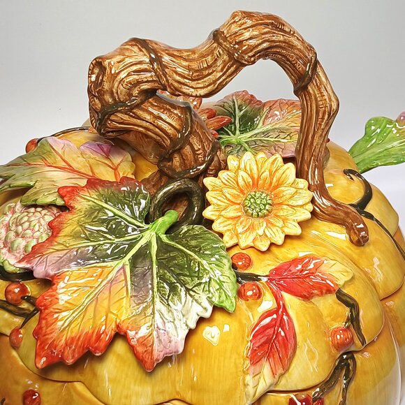 Fitz & Floyd Vintage Classic Harvest Heritage Pumpkin Soup Tureen Large - Picture 3 of 9